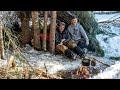 Sleeping Under a Tree - Primitive Survival Shelter and Campfire Cooking  with Joe Robinet