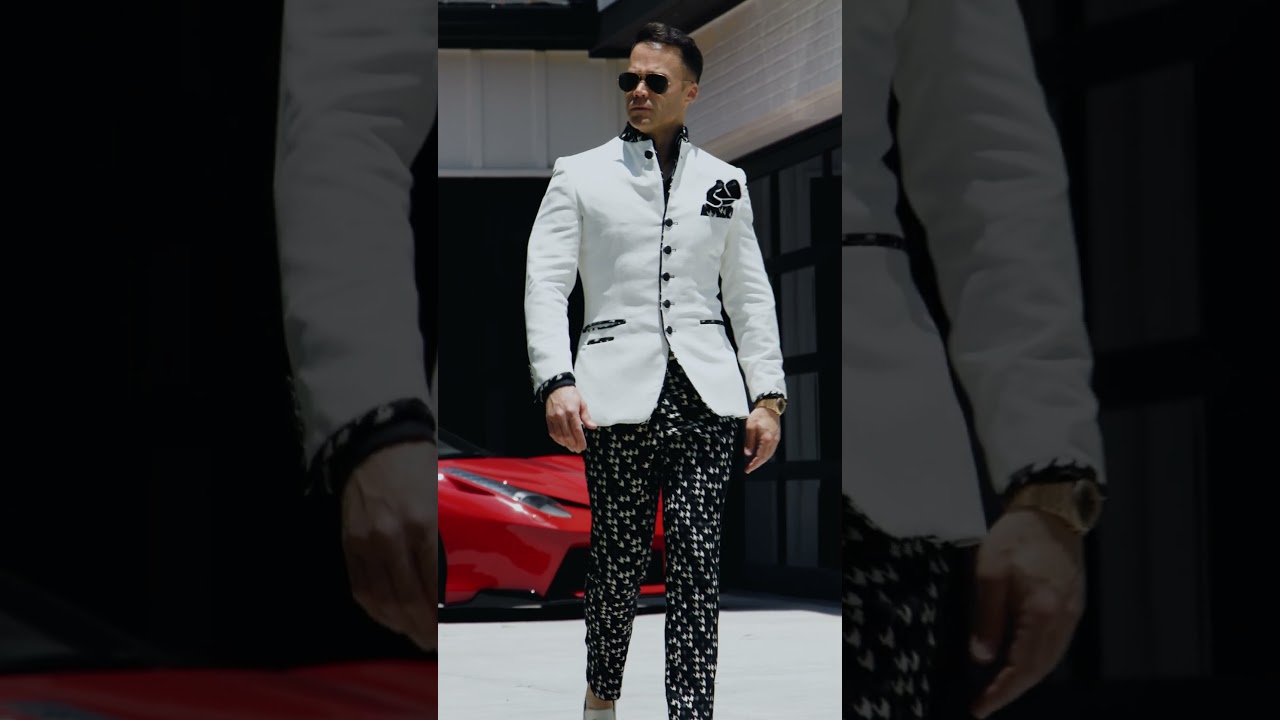 Unveiling the Classic Elegance of the Latte Lino Houndstooth Suit | Sebastian Cruz Couture Suits