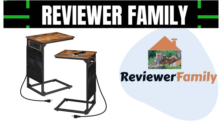 Nandae C Shaped End Table with Charging Station, Side Table