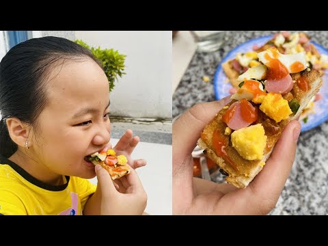 Hướng dẫn làm món ăn vặt BÁNH MÌ NƯỚNG MUỐI ỚT đơn giản | Bé Bảo Phương 10 tuổi