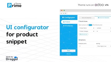 UI configurator for product snippet for Odoo Ecommerce v14