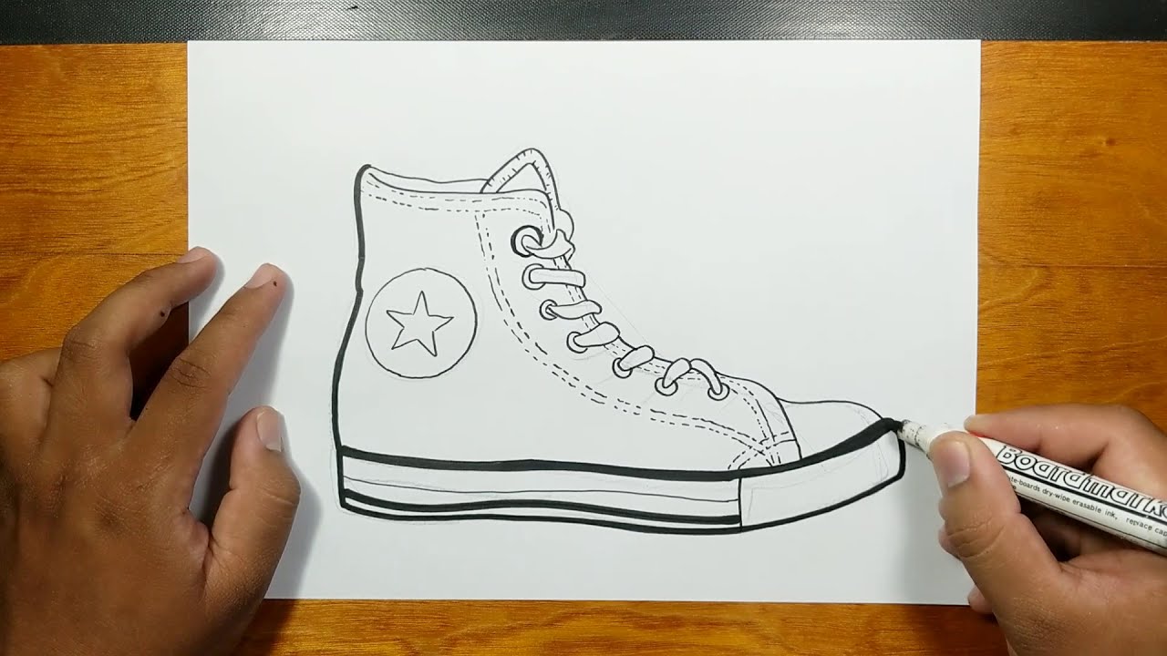How to draw CONVERSE SHOE step by step - YouTube