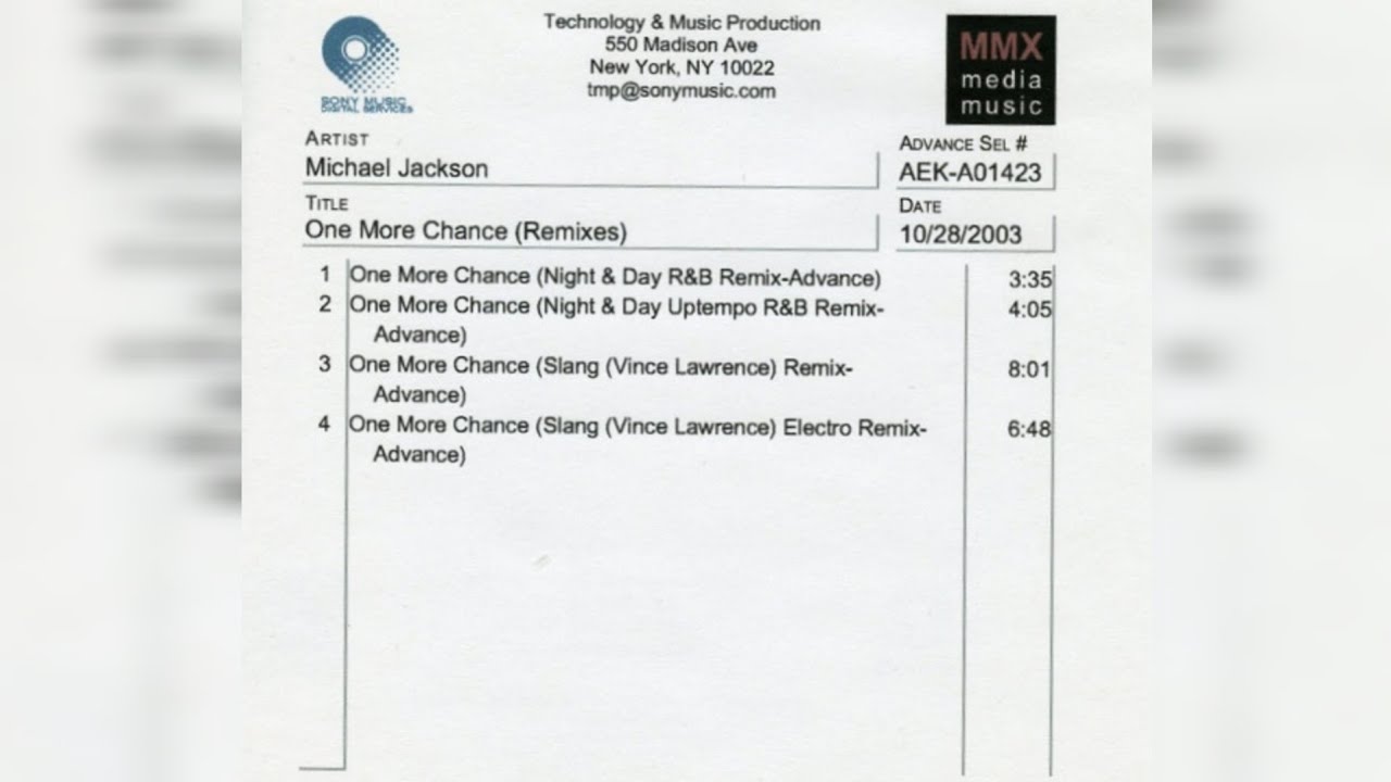 Michael Jackson - 04. One More Chance (Slang (Vince Lawrence) Electro ...