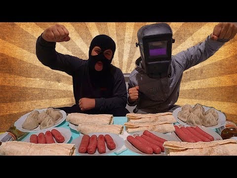 ШАУРМА СОСИСКИ ХИНКАЛИ КТО БЫСТРЕЕ СЪЕСТ ! КТО ПОСЛЕДНИЙ СЪЕСТ МНОГО ЕДЫ ПОПАДАЕТ В РАБСТВО