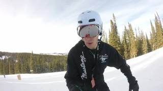 Metal Dave spinning 360s on snowboard