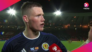 Scotland's Scott McTominay reacts to 2-0 win over Spain and his two goals