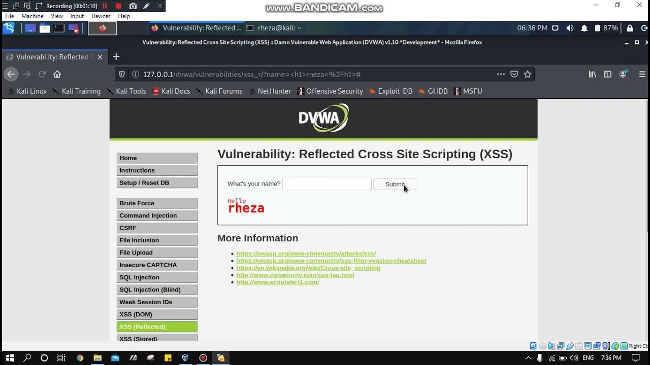 Tutorial xss reflected di dvwa kali linux youtube