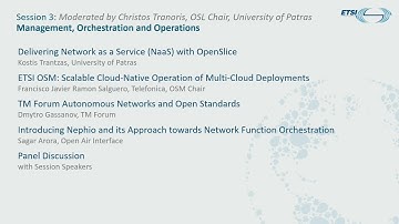 SNS4SNS Session 3 – Management, Orchestration and Operations