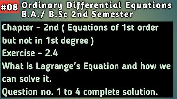 08 || Ordinary Differential Equations || Lagrange