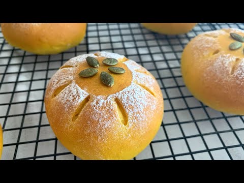 Super soft and fluffy Pumpkin Bread with Chestnut Paste Filling