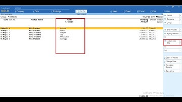 Tally Add On :  Show Mailing Location ( Branch Name ) in Outstanding Reports in TallyPrime software.