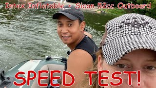 Intex Seahawk 3 Boat with Motor Mount and Sican 52cc 2Stroke Outboard Engine MPH Speed Test