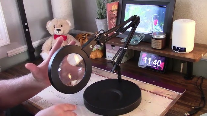 Magnifying Glass with Light and Stand,10x Desk Magnifying Glass,Led  Magnifying Hobby Lamp,Table Magnifier with Light,Workbench  Magnifier,Folding