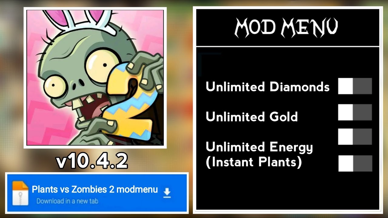 Plants vs Zombies 2 Mod Apk Скачать Mod Menu