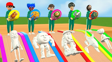 Scary Teacher 3D vs Squid Game Throwing and Coloring Tung Tung Tung Sahur Brainrot Challenge