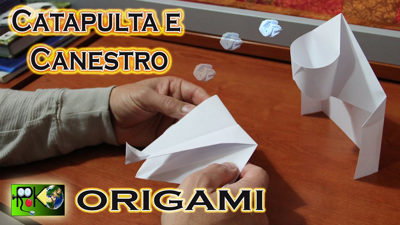 Origami facili e veloci. Catapulta e canestro. Origami easy and fast