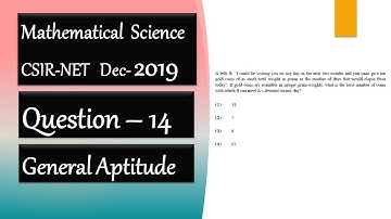 CSIR NET Mathematics Solution Dec 2019 | Question 14 | General  Aptitude | Two Pan Balance |Weighing