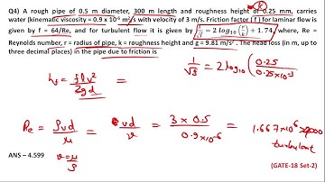 PYQ - Soln - 2 Marks - Turbulent Flow - Fluid Mechanics - GATE - CIVIL ENGG