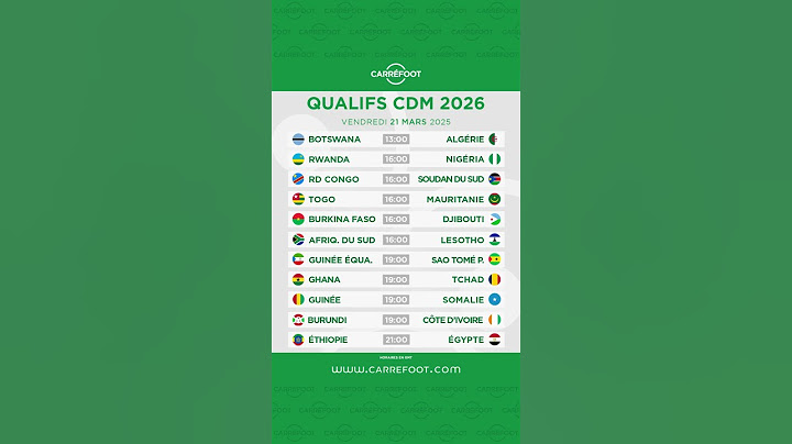 Qualifications Coupe du Monde 2026 : Programme du Vendredi 21 mars 2025