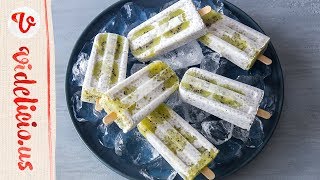 栄養の宝庫「チアシード」がたっぷり入った♡キウイチアプリンアイスキャンディー｜Kiwi Chia Pudding Popsicles