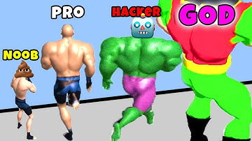 Noob vs Pro vs Hacker vs GOD in Muscle Attack
