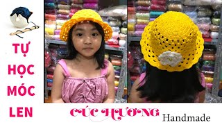 Hướng dẫn móc nón vành cho bé gái từ 4 đến 7 tuổi bằng sợi dệt.