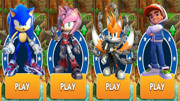 Sonic Dash -All Sonic Prime Characters Unlocked Fully Upgraded vs Subway Surfers 2 Hoverboard Heroes