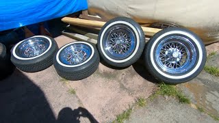 Old School Cragar Star Wires 30 Spoke Wire Wheels Rims 15 inch Unilug w/ White Wall Tires