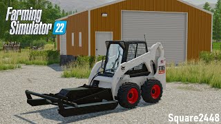 Brush Mowing With Bobcat S185! (Overgrown Shop) | FS22 Landscaping