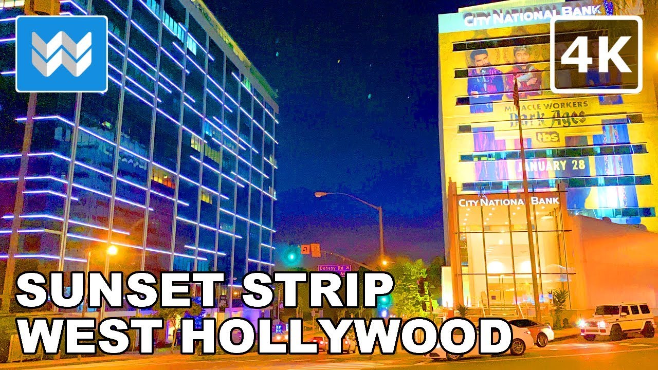 Walking tour of Sunset Strip in West Hollywood, California USA ? 【4K】