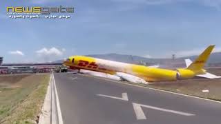 فيديو يوثق لحظة تحطم طائرة DHL في مطار كوستاريكا