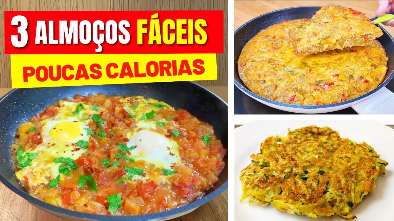 3 ALMOÇOS de FRIGIDEIRA com POUCAS CALORIAS! Rápidos, Fáceis, Econômicos e Saudáveis - VEGETARIANOS