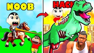 Upgrading NOOB HORSE KNIGHT into HACKER in Knight Simulator Roblox with SHINCHAN and CHOP