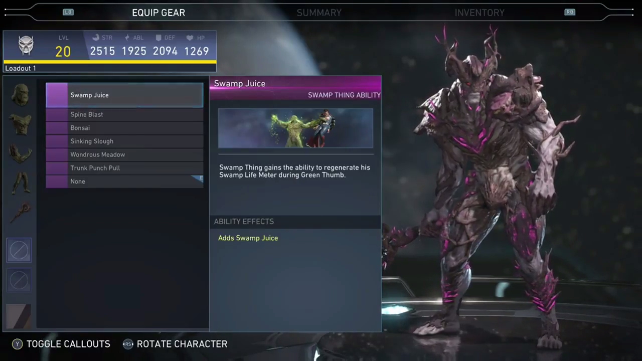 Injustice 2 - swamp thing All Unlockable Abilities