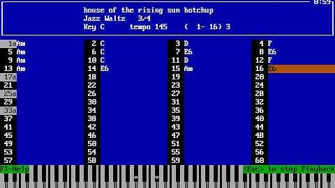House of the Rising Sun Botchup, Band in a Box v4.03 DOSBox 0.74