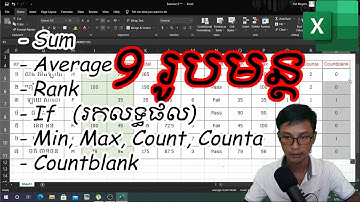 #6 ការប្រើប្រាស់រូបមន្ត Sum, Average, Rank, Result, Min, Max, Count, Counta, Countblank, #MEYSIN