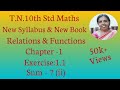 10th std Maths New Syllabus (T.N) 2019 - 2020 Relations & Functions Ex:1.1-7(ii)