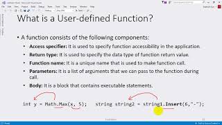 Chapter 5: User defined Functions in C#