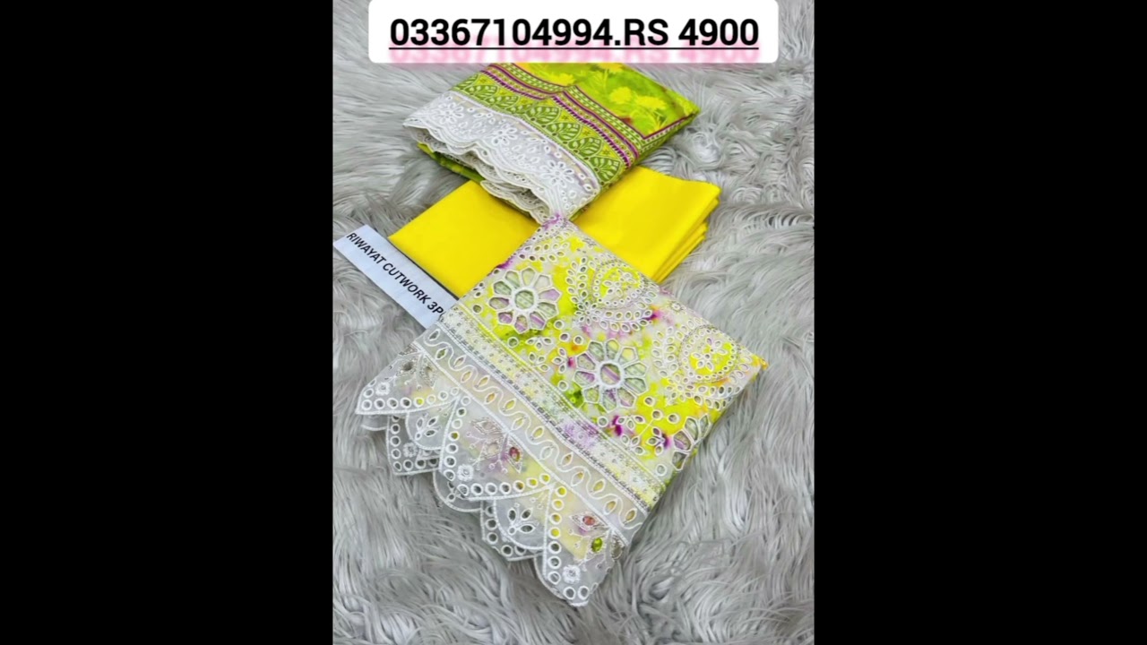 RAWAYAT PRINTED EMB LAWN Shirt 🌹 Printed Emb Cutwork Lawn Dopatta 🌹 Dyed Lawn Trouser🌹