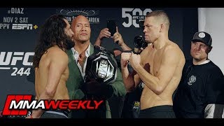 See all the fighters face-off at ufc 244 ceremonial weigh-ins for
upcoming nate diaz vs jorge masvidal event from new york city.
website: http://www....