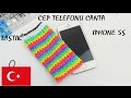 Lastik Bant basit yapimi CEP TELEFONU ÇANTA IPHONE - DIY Türkce - Çanta rainbow loom nasil yapili