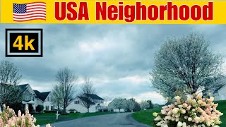A walk in a quiet American Neighborhood in Spring।#4kvideo#walkingtour #4kwalking