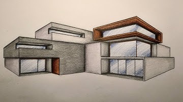 #021 - How to Draw a Modern House in 2-Point Perspective