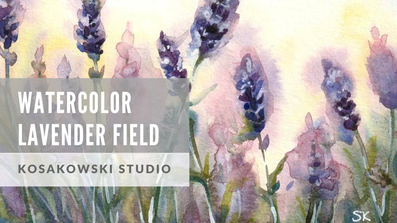 Lavender Field Beginner Watercolor Tutorial (HD)