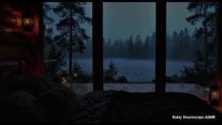Rain Sounds for Sleep 🌧️ Cozy Cabin by the Lake at Night | Relaxing Thunderstorm Ambience asmr