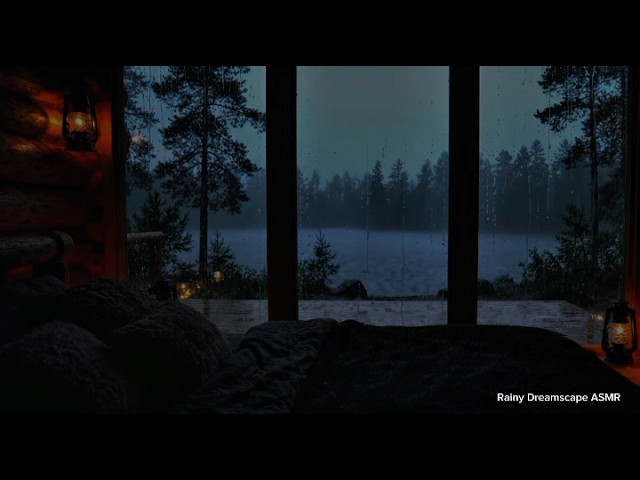 Rain Sounds for Sleep 🌧️ Cozy Cabin by the Lake at Night | Relaxing Thunderstorm Ambience asmr