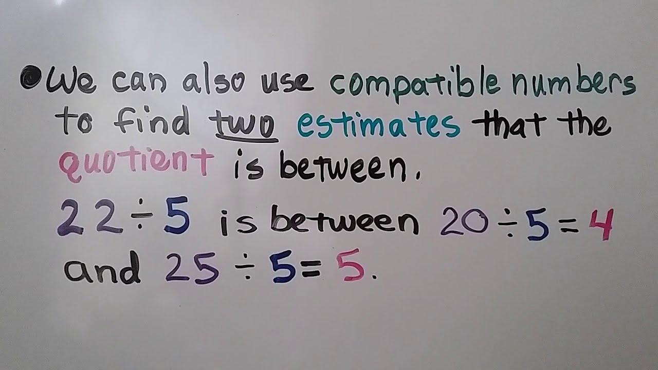 4th Grade Math 4.5, Estimate Quotients Using Compatible Numbers - YouTube