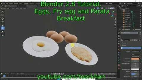 Blender 2 8, Tutorial, Eggs, Fry egg, and, Parata, for , Breakfast, Eeve, Beginner, Toorkhan