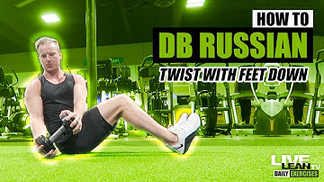 How To Do A SEATED DUMBBELL RUSSIAN TWIST WITH FEET DOWN | Exercise Demonstration Video and Guide