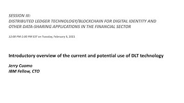 US Treasury: DLT Session. Blockchain Introduction. J.Cuomo